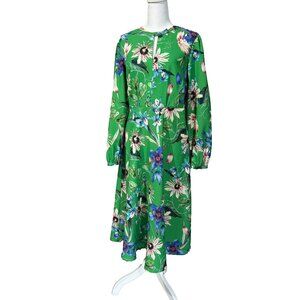 H&M Green Fit & Flare w/Floral Print Size 10